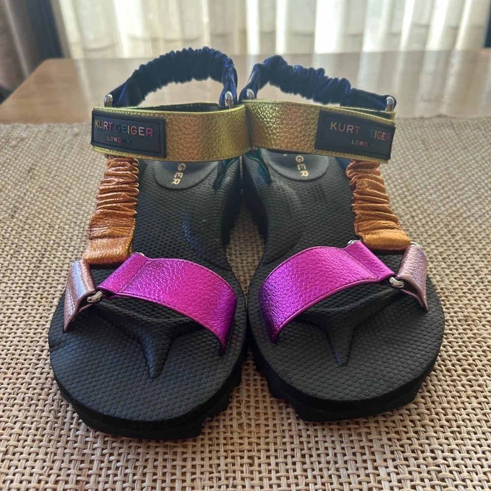 Kurt Geiger London Orion Slingback Metallic Rainbow Platform Sandal. 36.5) 5.5-6 - Picture 6 of 11